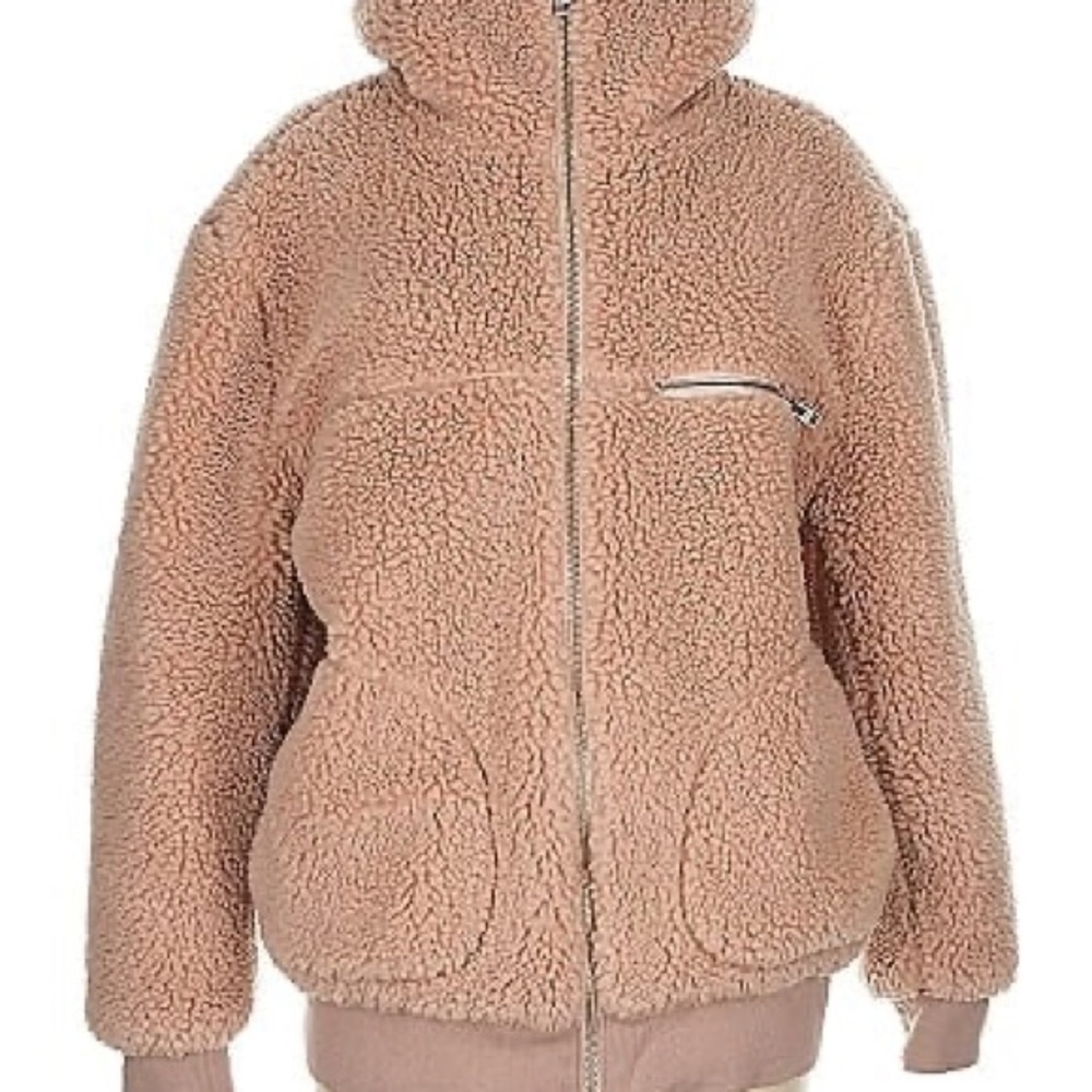 Wilfred Tan Teddy Jacket Plush Oversized Warmth